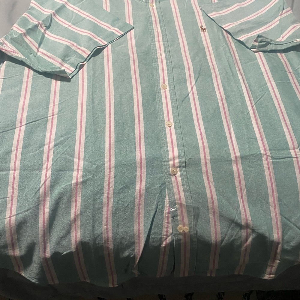 Ralph Lauren Green and Pink Striped Shirt